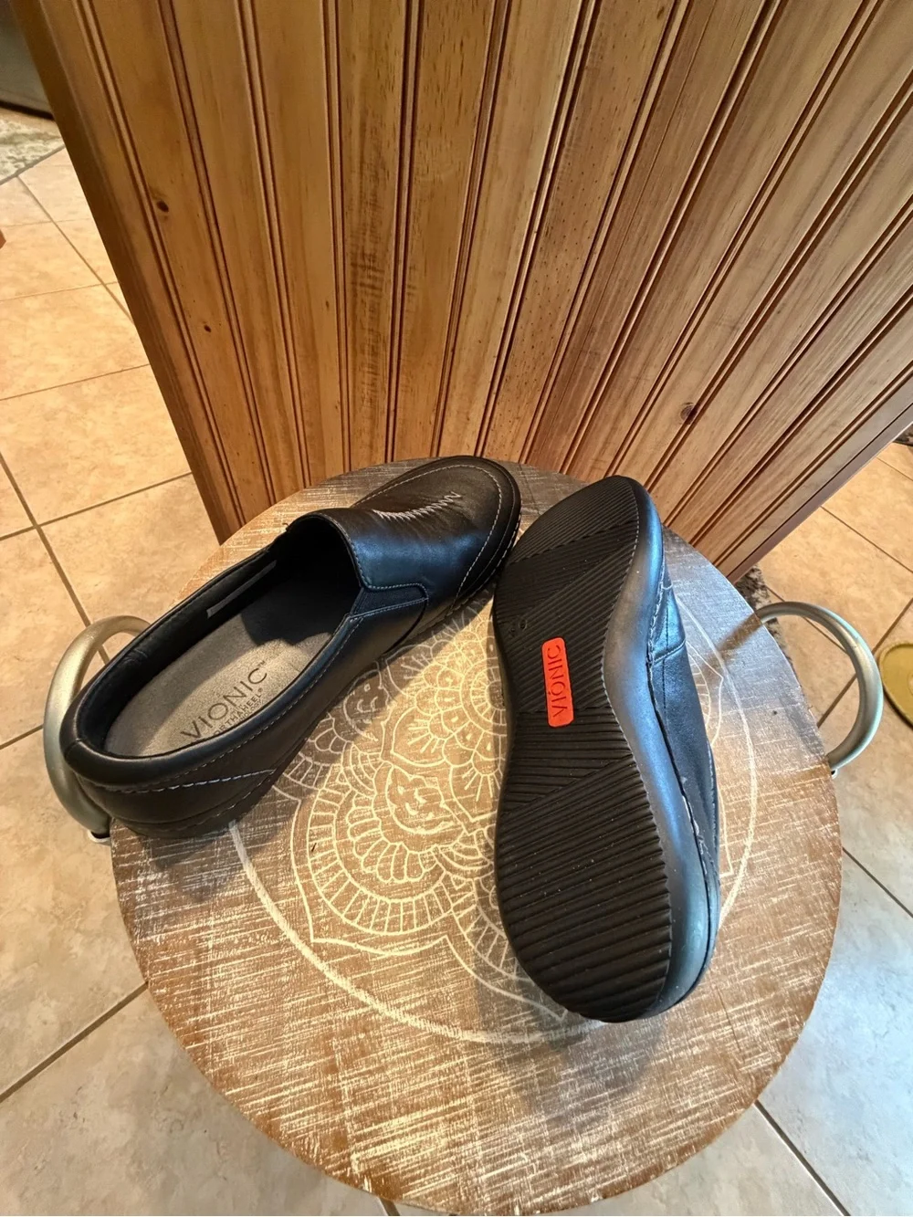 Vionic Black Women's Leather Slip-On Loafers 2
